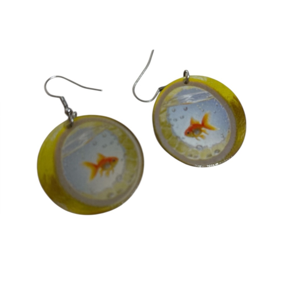 Goldfish Earrings with Yellow Accents